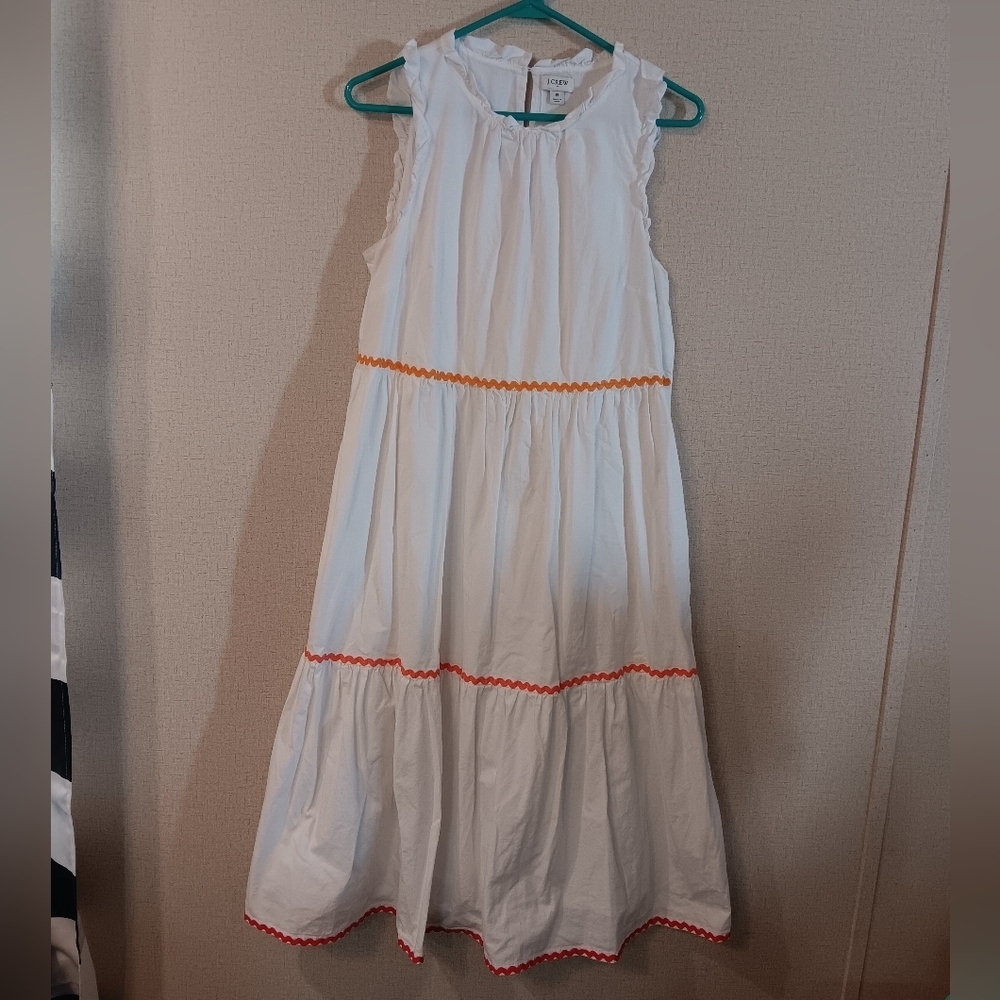 J Crew Dress Womens Sz 8 White Cottagecore Ruffle Tiered Lace - Picture 2 of 6